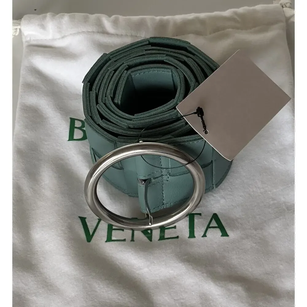 NWT $850 Bottega Veneta Intrecciato Nappa Leather Green Belt 36/90 IT 577933